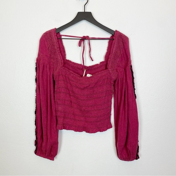 Free People Maggie Embroidered Smocked Top - Picture 6 of 9